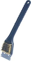 Birdwell 844-48 Barbecue Grill Brush with Metal Scraper, Brass Bristle, 3/4 in L Trim, Polypropylene Handle, 12-1/2 in L