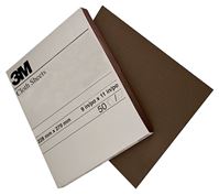 3M 02432 Sandpaper Sheet, 11 in L, 9 in W, Medium, Aluminum Oxide Abrasive, Cloth Backing, Pack of 50