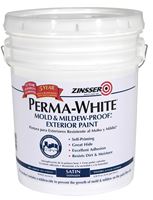 Zinsser 03100 Latex Paint, Satin, White, 5 gal, 300 to 400 sq-ft/gal Coverage Area