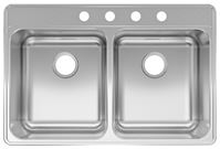 KINDRED CDLA3322-8-4CBN Kitchen Sink, 33 in OAW, 8 in OAD, 22 in OAH, Stainless Steel, Topmount/Drop-In Mounting