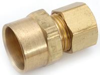 Anderson Metals 750086-0610 Tube Adapter, 3/8 x 5/8 in, Sweat x Compression, Brass, Pack of 5