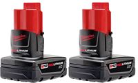 Milwaukee 48-11-2412 Rechargeable Battery Pack, 12 V Battery, 3 Ah, 1/2 hr Charging