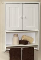 Zenna Home Cottage 9114W Bathroom Cabinet, 2-Door, 1-Shelf, Wood, White