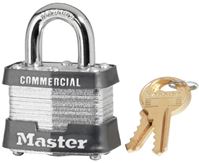 Master Lock 3KA 3447 Padlock, Keyed Alike Key, Open Shackle, 9/32 in Dia Shackle, 3/4 in H Shackle, Steel Shackle