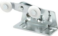 Prime-Line N 6530 Door Roller, 7/8 in Dia Roller, 1/4 in W Roller, Nylon/Steel, Silver, 2-Roller, 75 lb, Top Mounting