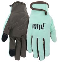 Mud MD51001MT-W-ML Gardening Gloves, Womens, M/L, Hook and Loop Cuff, Spandex/Synthetic Leather, Mint