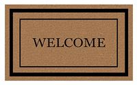 Fanmats 58773 Door Mat with Border, 30 in L, 18 in W, Black Flocked Pattern, Coir Surface