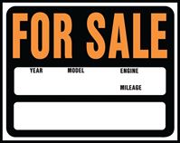 Hy-Ko Hy-Glo Series SP-112 Jumbo Identification Sign, For Sale, Fluorescent Orange Legend, Plastic, Pack of 5