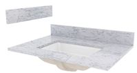 Craft + Main ST31228CWR Vanity Top, 31 in OAW, Marble, 1-Bowl, Rectangular Bowl