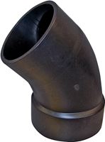 Canplas 102404BC Street Pipe Elbow, 4 in, Spigot x Hub, 45 deg Angle, ABS, Black