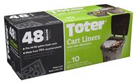 Toter GB048-R8000 Trash Cart Liner, 48 gal Capacity, Plastic, Black, Pack of 8