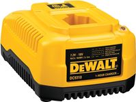 DeWALT DC9310 Fast Battery Charger, 7.2 to 18 V Input, 120 V Output, 2 Ah, 1 hr Charge, Battery Included: No