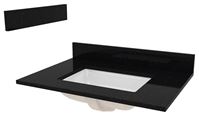 Craft + Main ST31228BGR Vanity Top, 31 in OAL, 22 in OAW, Granite/Vitreous China, Black Galaxy, 1-Bowl