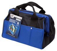 Vulcan JL-89021 Contractors Tool Bag, 13 in W, 8 in D, 8-1/2 in H, 21-Pocket, Nylon, Black/Blue