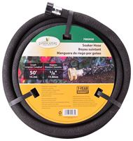 Landscapers Select HOSE-50-B-53L Soaker Hose, 50 ft L, Brass Male and Female Couplings, Rubber, Black