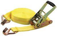 ProSource FH64066 Tie-Down, 2 in W, 27 ft L, Polyester Webbing, Metal Ratchet, Yellow, 3333 lb, Steel End Fitting