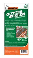 Frost King G636BR Gutter Screen, 3 ft L, 6-5/8 in W, Vinyl, Brown