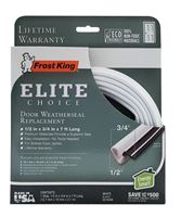 Frost King ES184W Weatherstrip, 3/4 in W, 1/2 in Thick, 7 ft L, PVC, White