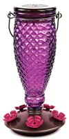 Perky-Pet 9102-2 Bird Feeder, Diamond, 24 oz, Nectar, 5-Port/Perch, Glass/Plastic, Wine, 10-1/2 in H