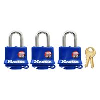 Master Lock 312TRI Padlock, Keyed Alike Key, 9/32 in Dia Shackle, 1-1/16 in H Shackle, Steel Shackle, Steel Body