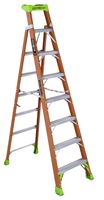 Louisville FXS1508 Cross Step Ladder, 8 ft H, Type IA Duty Rating, Fiberglass, 300 lb, 8-Step, 147 in Max Reach