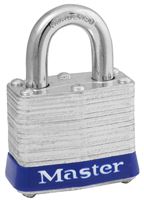 Master Lock 3UP Padlock, Open Shackle, 9/32 in Dia Shackle, 3/4 in H Shackle, Steel Shackle, Steel Body, Laminated