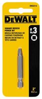 DeWALT DW2213 Power Bit, #3 Drive, Square Recess Drive, 1/4 in Shank, Hex Shank, 2 in L, Steel