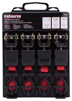 ProSource FH64069 Tie-Down, 1 in W, 15 ft L, Polyester Webbing, Metal Ratchet, Red, 500 lb, S-Hook End Fitting