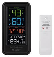 La Crosse S82967 Weather Station, Battery, 32 to 99 deg F Indoor, -40 to 140 deg F Outdoor, 10 to 99 % Humidity Range