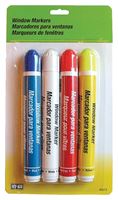 Hy-Ko 40613 Window Marker, Non-Toxic, Rain-Resistant, Blue/Red/White/Yellow, Pack of 3