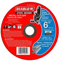 Diablo DBDS60045101F Type 1 Cut-Off Disc, 6 in Dia, 0.045 in Thick, 7/8 in Arbor, Ceramic Abrasive