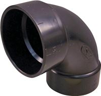 Canplas 102254LBC Sanitary Pipe Elbow, 4 in, Hub, 90 deg Angle, ABS, Black