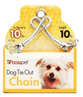 Boss Pet PDQ 53010 Pet Tie-Out Chain with Swivel Snap, Twist Link, 10 ft L Belt/Cable, Steel