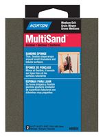 Norton MultiSand 00939 Sanding Sponge, 5-1/2 in L, 4-1/2 in W, Medium, Aluminum Oxide Abrasive