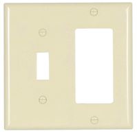 Eaton Wiring Devices 2153LA-BOX Combination Wallplate, 4-1/2 in L, 4-9/16 in W, 2 -Gang, Thermoset, Light Almond