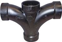 Canplas 104153BC Double Fixture Pipe Tee, 2 in, Hub, ABS, Black
