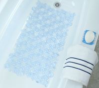 SlipX Solutions 06772 Burst of Bubbles Bath Mat, 30 in L, 17 in W, Vinyl Mat Surface, Light Blue