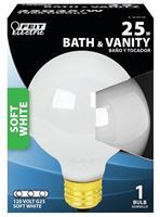 Feit Electric 25G25/W/RP Incandescent Lamp, 25 W, G25 Lamp, Medium E26 Lamp Base, 2850 K Color Temp, Pack of 6