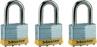 Master Lock 5TRILFPF Padlock, Keyed Alike Key, 3/8 in Dia Shackle, 1-1/2 in H Shackle, Boron Alloy Shackle, Steel Body