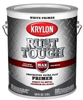 Krylon Rust Tough K09744008 Primer, Ultra Flat, White, 1 gal, Pack of 4