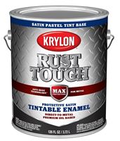 Krylon Rust Tough K09749008 Enamel Paint, Satin Sheen, Pastel Tint, 1 gal, 400 sq-ft/gal Coverage Area, Pack of 4