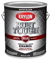 Krylon Rust Tough K09733008 Rust Preventative Paint, Satin, Black, 1 gal, 400 sq-ft/gal Coverage Area, Pack of 4