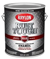 Krylon Rust Tough K09735008 Rust Preventative Paint, Semi-Gloss, Black, 1 gal, 400 sq-ft/gal Coverage Area, Pack of 4