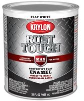 Krylon Rust Tough K09710008 Rust Preventative Paint, Flat, White, 1 qt, 400 sq-ft/gal Coverage Area, Pack of 2