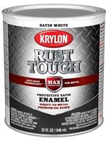 Krylon Rust Tough K09706008 Rust Preventative Paint, Satin, White, 1 qt, 400 sq-ft/gal Coverage Area, Pack of 2