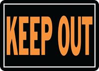 Hy-Ko Hy-Glo Series 807 Identification Sign, Rectangular, KEEP OUT, Fluorescent Orange Legend, Black Background, Pack of 12