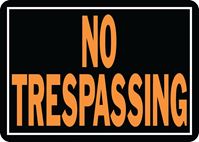 Hy-Ko Hy-Glo Series 804 Identification Sign, Rectangular, NO TRESPASSING, Fluorescent Orange Legend, Black Background, Pack of 12