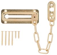 ProSource Chain Door Guard, 3-3/8 in L, 2 in W, Steel, Polished Brass