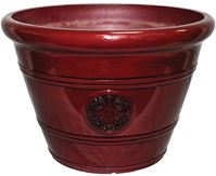 Southern Patio HDP-012498 Planter, 10-1/2 in H, 15-1/4 in W, 15-1/4 in D, Vinyl, Oxblood