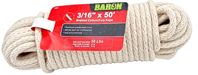 BARON 42605 Sash Cord, 3/16 in Dia, 50 ft L, 56 lb Working Load, Cotton/Poly, White